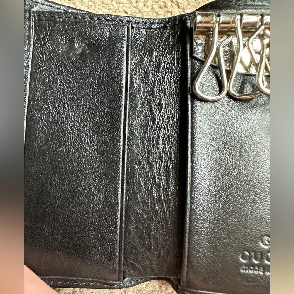 GUCCI RARE LARGE GG GUCCISSIMA BLACK LEATHER 6 RING CASE WALLET - Picture 9 of 15